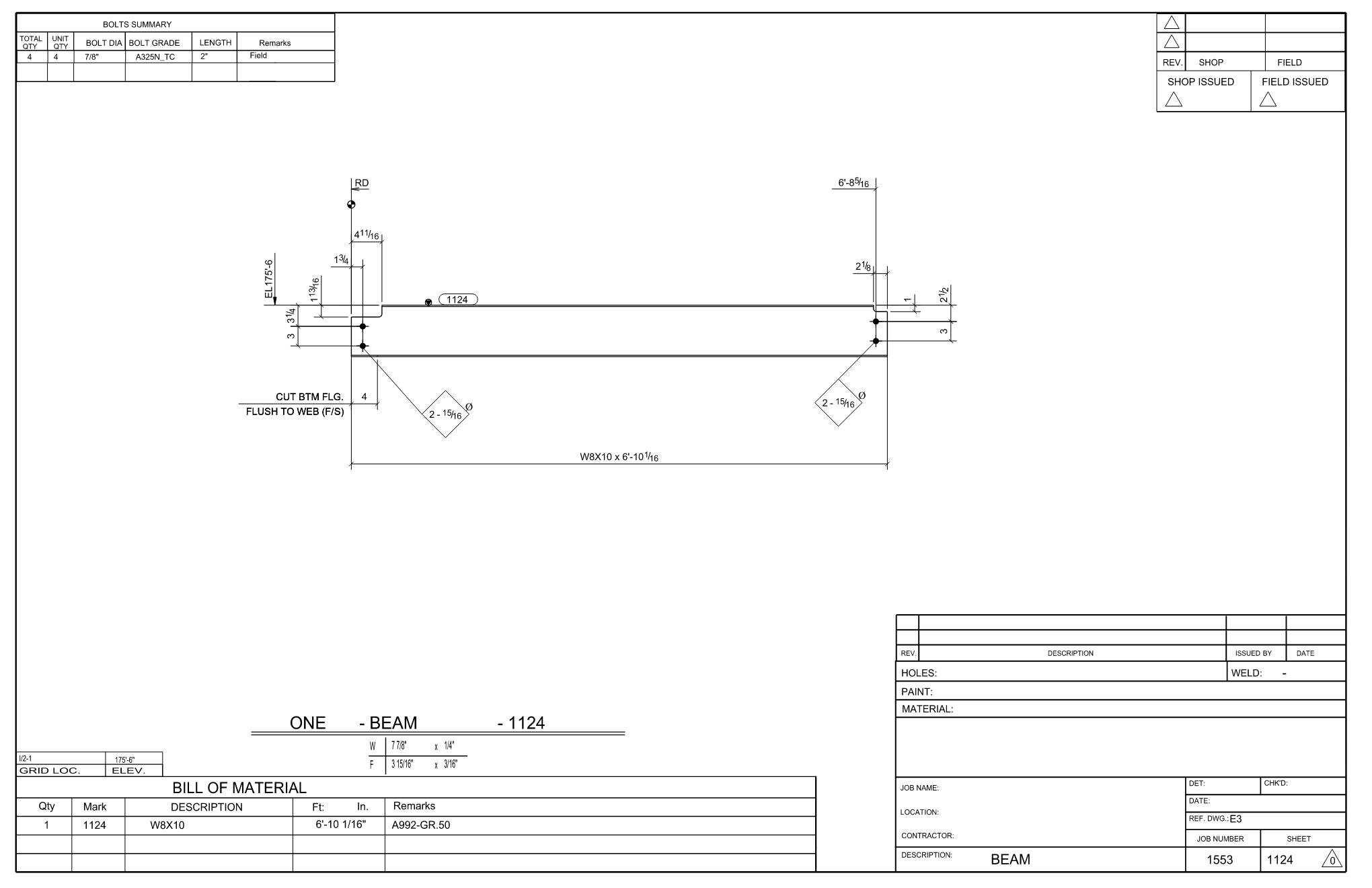 Austen Steel Engineering Sample Drawings